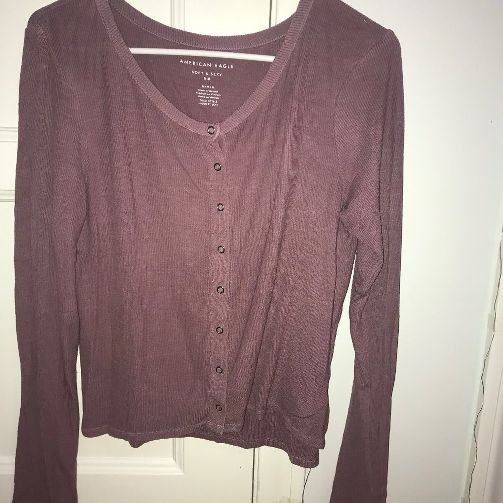 AE Purple Slightly Cropped Long Sleeve